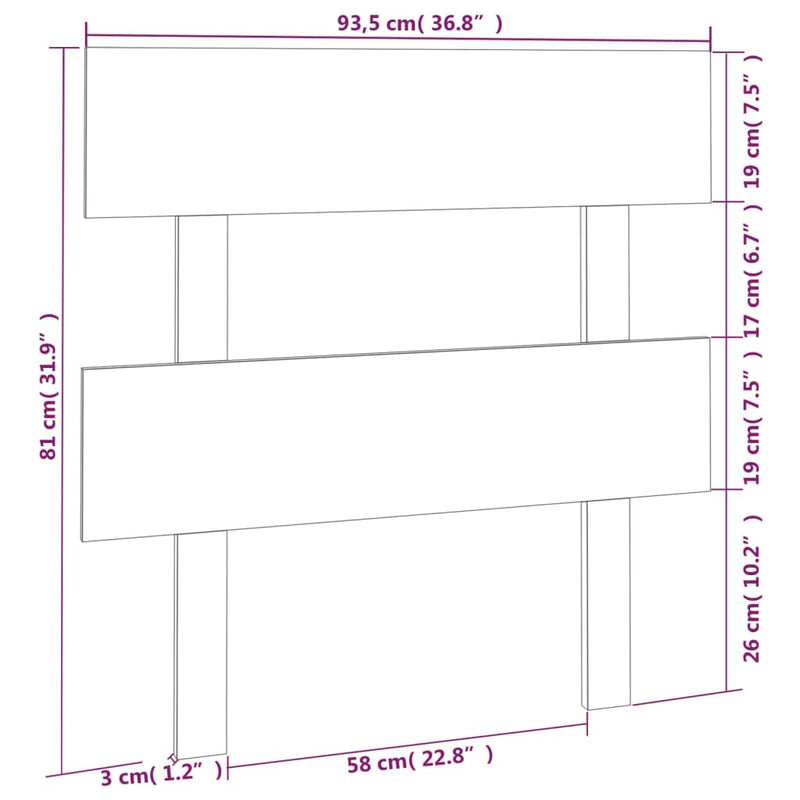 vidaXL fekete tömör fenyőfa ágyfejtámla 93,5 x 3 x 81 cm