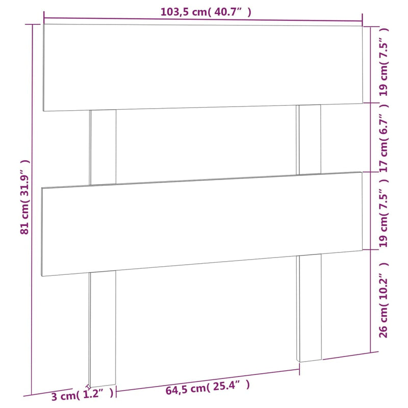 vidaXL fehér tömör fenyőfa ágyfejtámla 103,5x3x81 cm