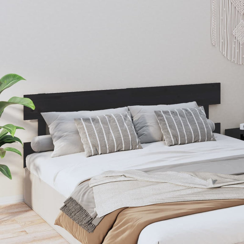 vidaXL fekete tömör fenyőfa ágyfejtámla 204x3x81 cm