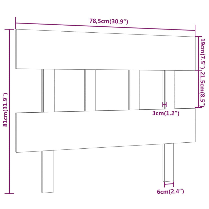 vidaXL fekete tömör fenyőfa ágyfejtámla 78,5x3x81 cm