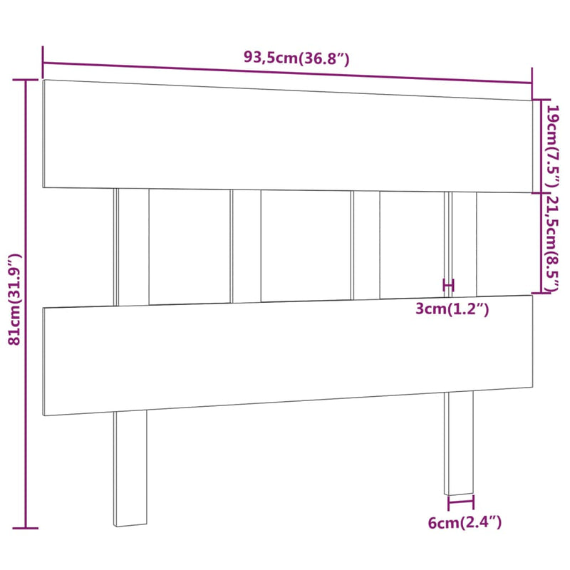 vidaXL tömör fenyőfa ágyfejtámla 93,5 x 3 x 81 cm