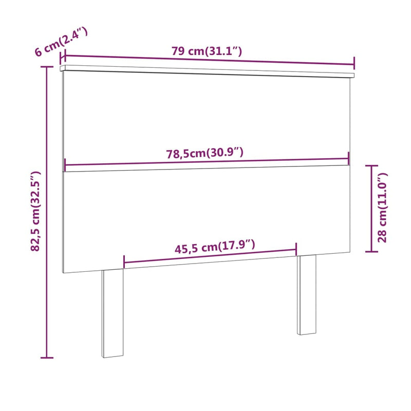 vidaXL mézbarna tömör fenyőfa ágyfejtámla 79x6x82,5 cm