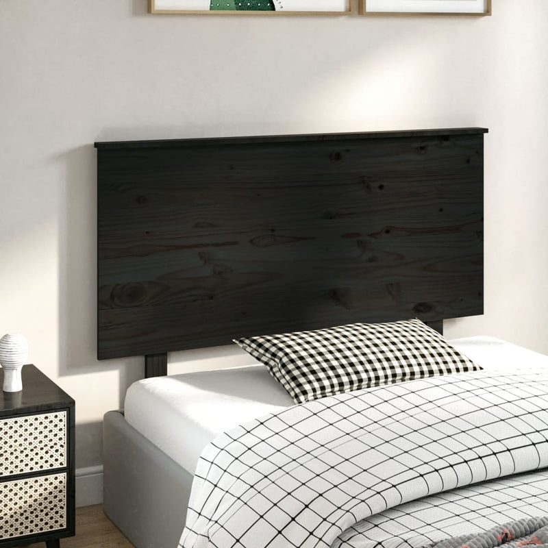 vidaXL fekete tömör fenyőfa ágyfejtámla 124x6x82,5 cm