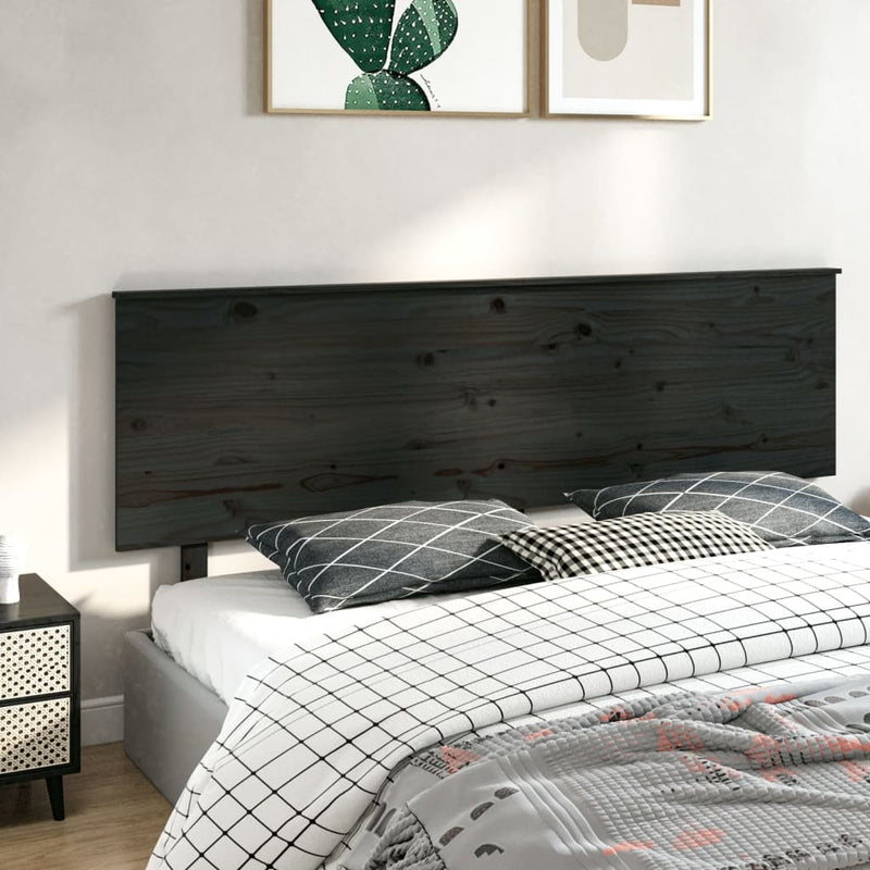 vidaXL fekete tömör fenyőfa ágyfejtámla 204x6x82,5 cm