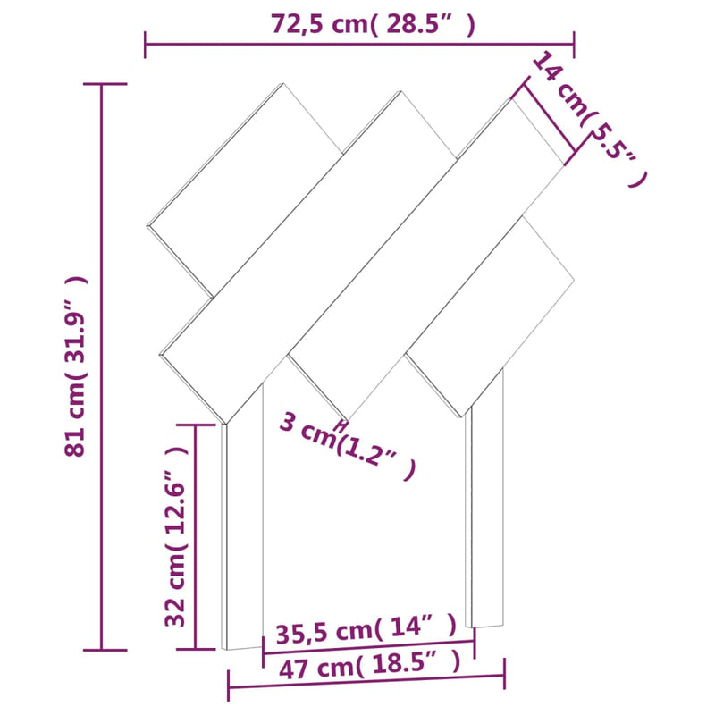 vidaXL szürke tömör fenyőfa ágyfejtámla 72,5x3x81 cm