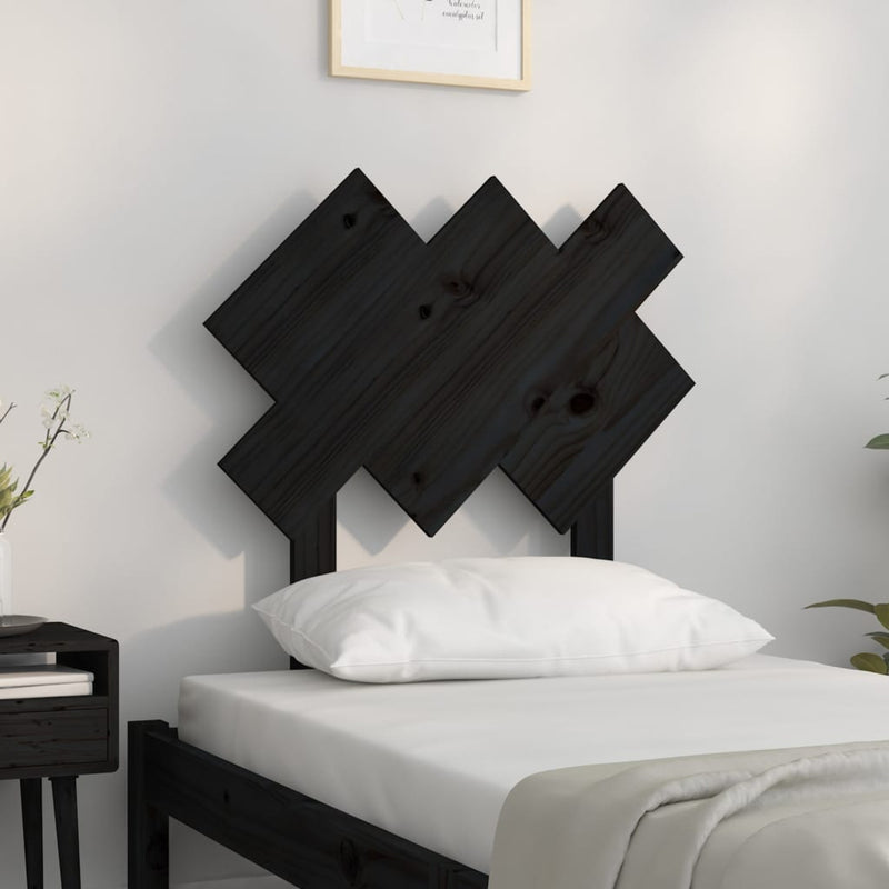 vidaXL fekete tömör fenyőfa ágyfejtámla 72,5x3x81 cm