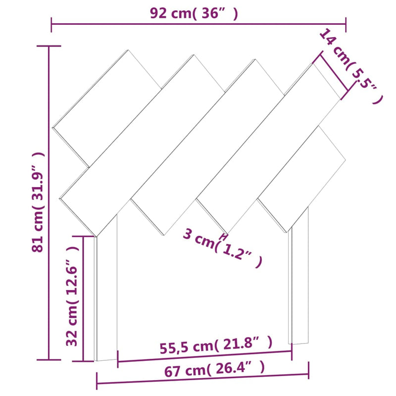 vidaXL tömör fenyőfa ágyfejtámla 92x3x81 cm