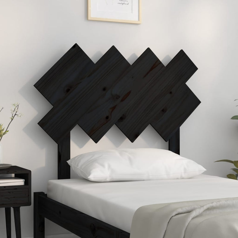 vidaXL fekete tömör fenyőfa ágyfejtámla 92x3x81 cm