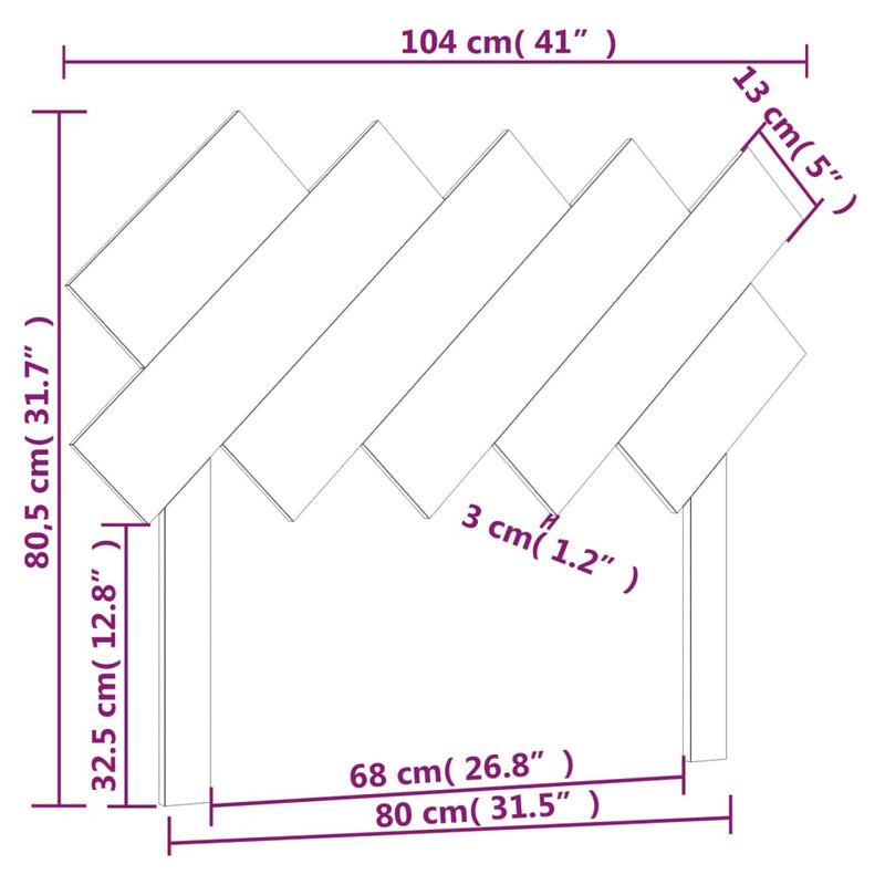 vidaXL fekete tömör fenyőfa ágyfejtámla 104x3x80,5 cm