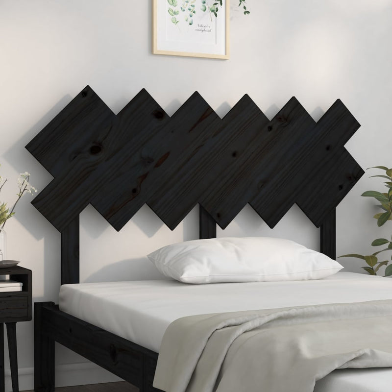vidaXL fekete tömör fenyőfa ágyfejtámla 132x3x81 cm