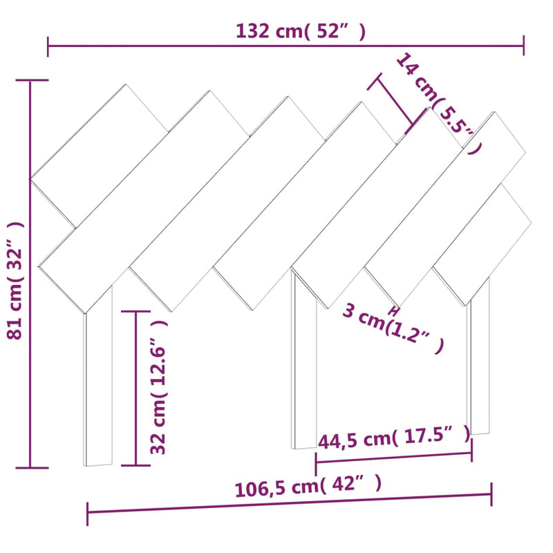 vidaXL fekete tömör fenyőfa ágyfejtámla 132x3x81 cm