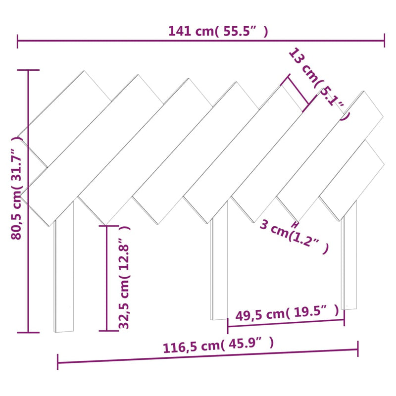 vidaXL tömör fenyőfa ágyfejtámla 141x3x80,5 cm