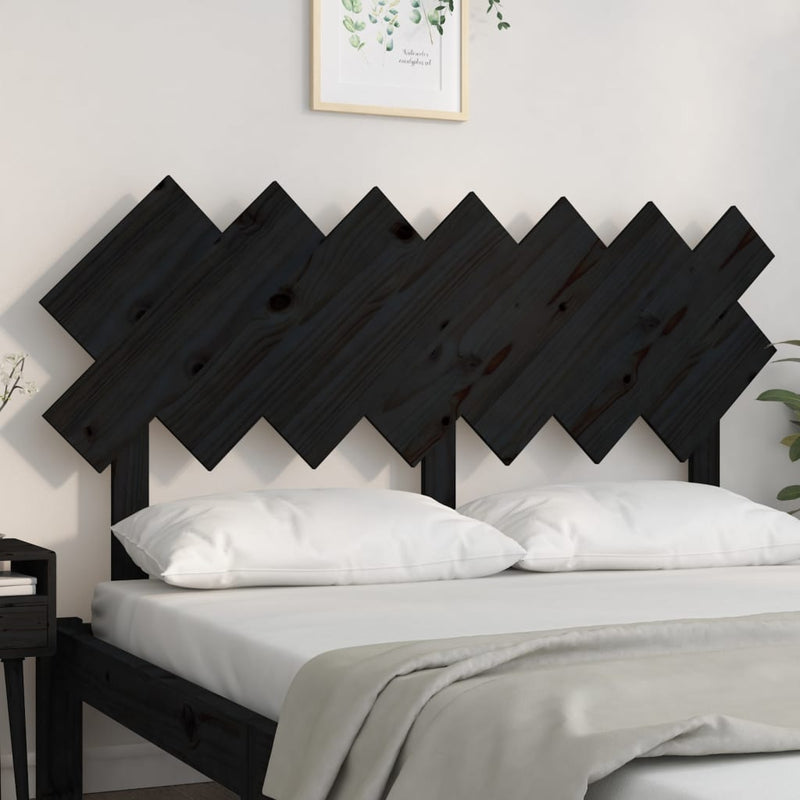 vidaXL fekete tömör fenyőfa ágyfejtámla 141x3x80,5 cm