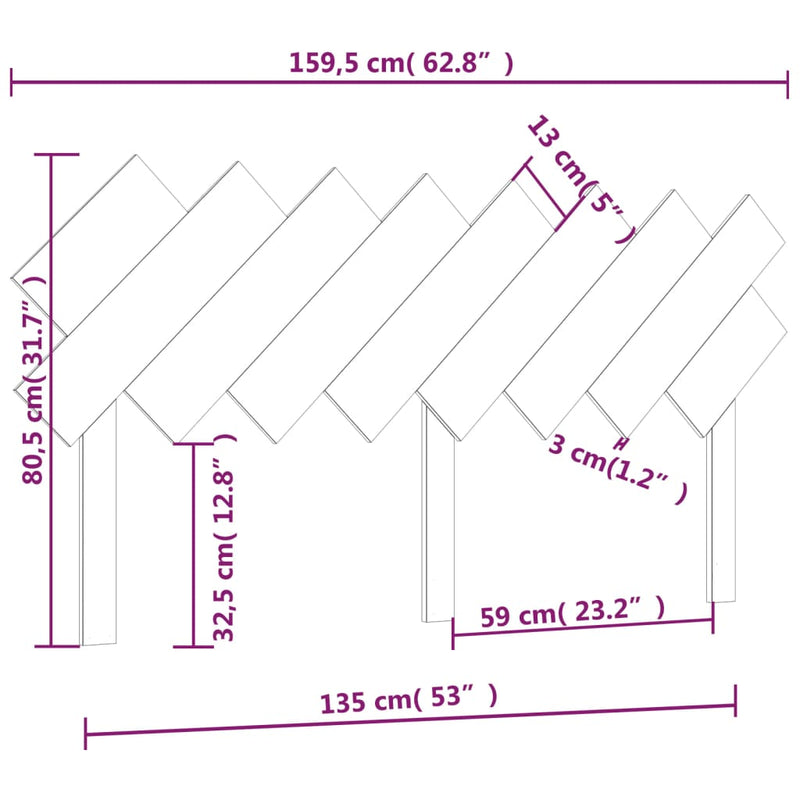 vidaXL tömör fenyőfa ágyfejtámla 159,5x3x80,5 cm