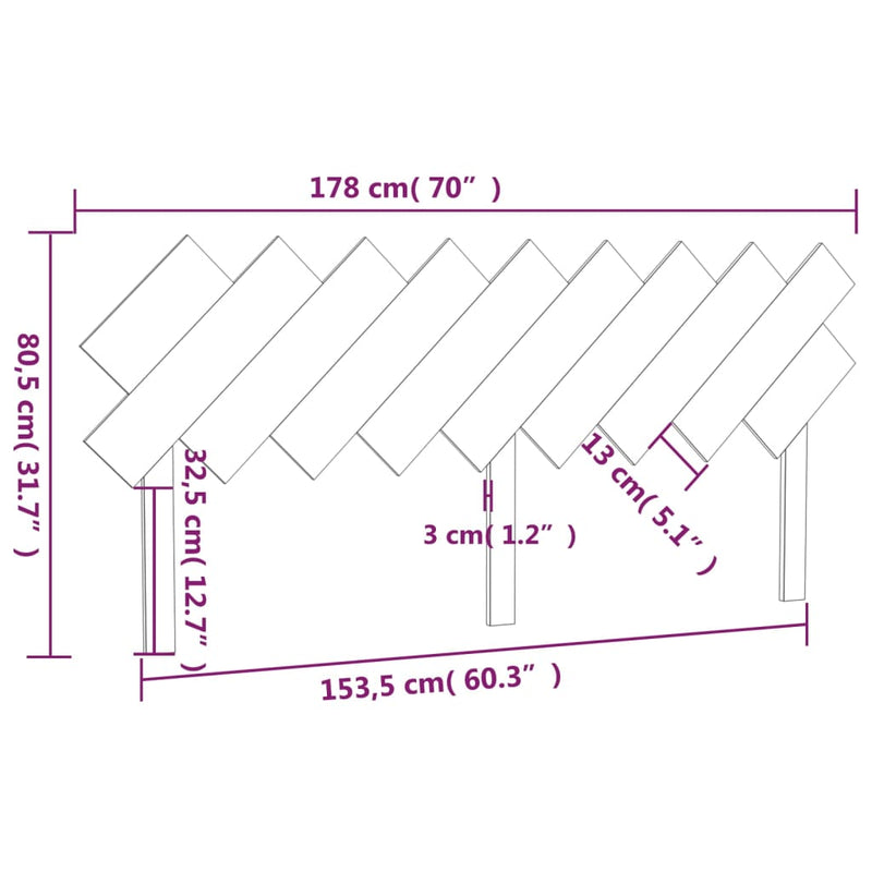 vidaXL mézbarna tömör fenyőfa ágyfejtámla 178x3x80,5 cm