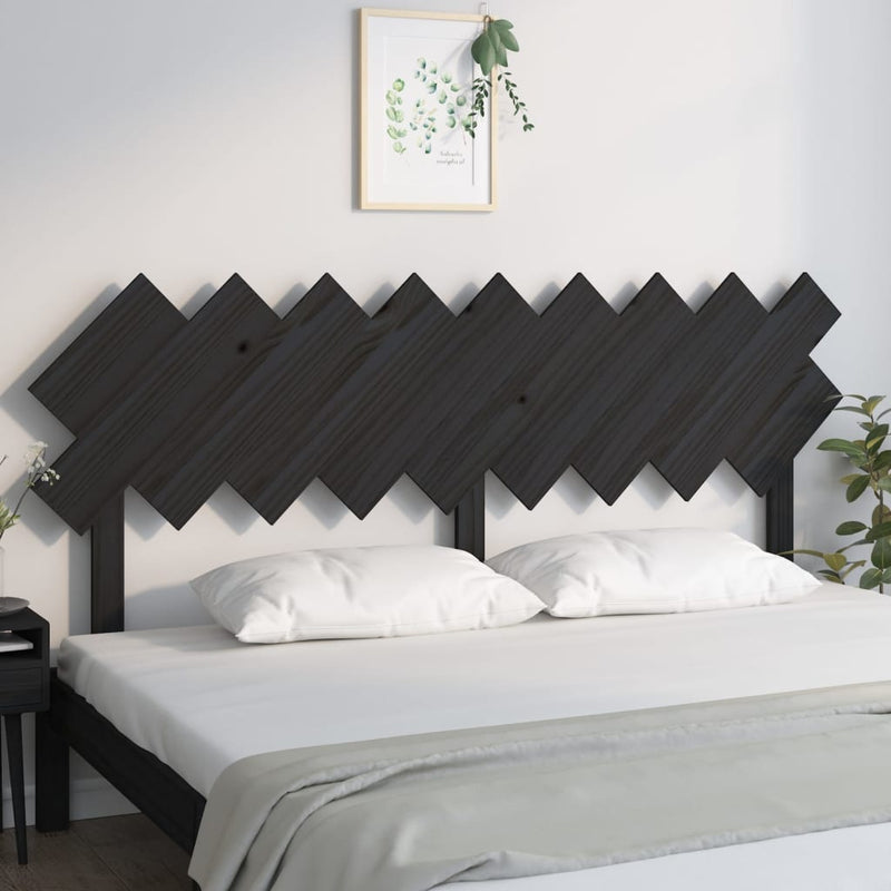 vidaXL fekete tömör fenyőfa ágyfejtámla 141x4x100 cm