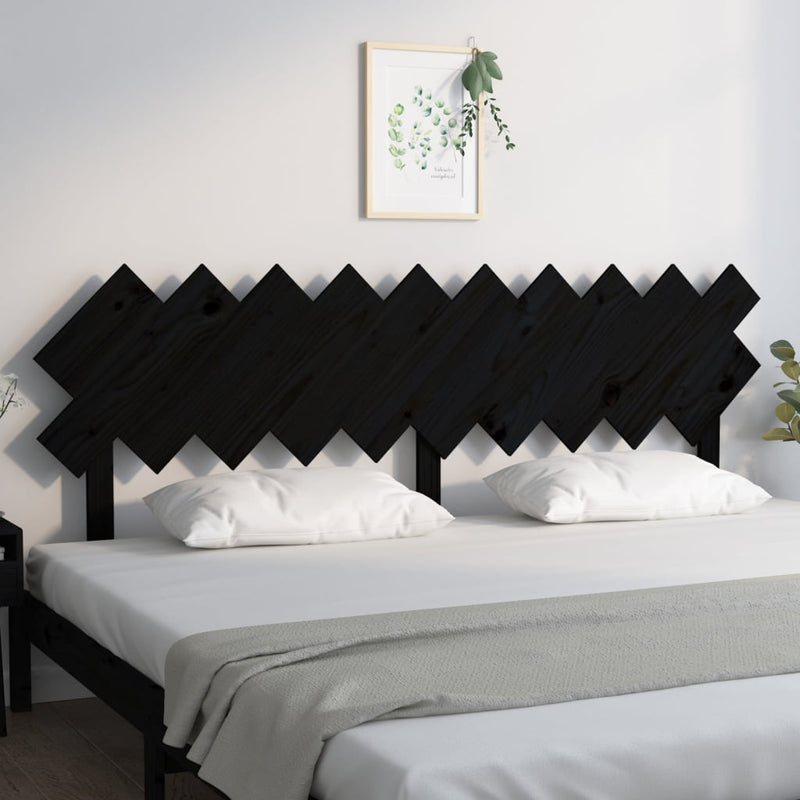 vidaXL fekete tömör fenyőfa ágyfejtámla 196x3x80,5 cm
