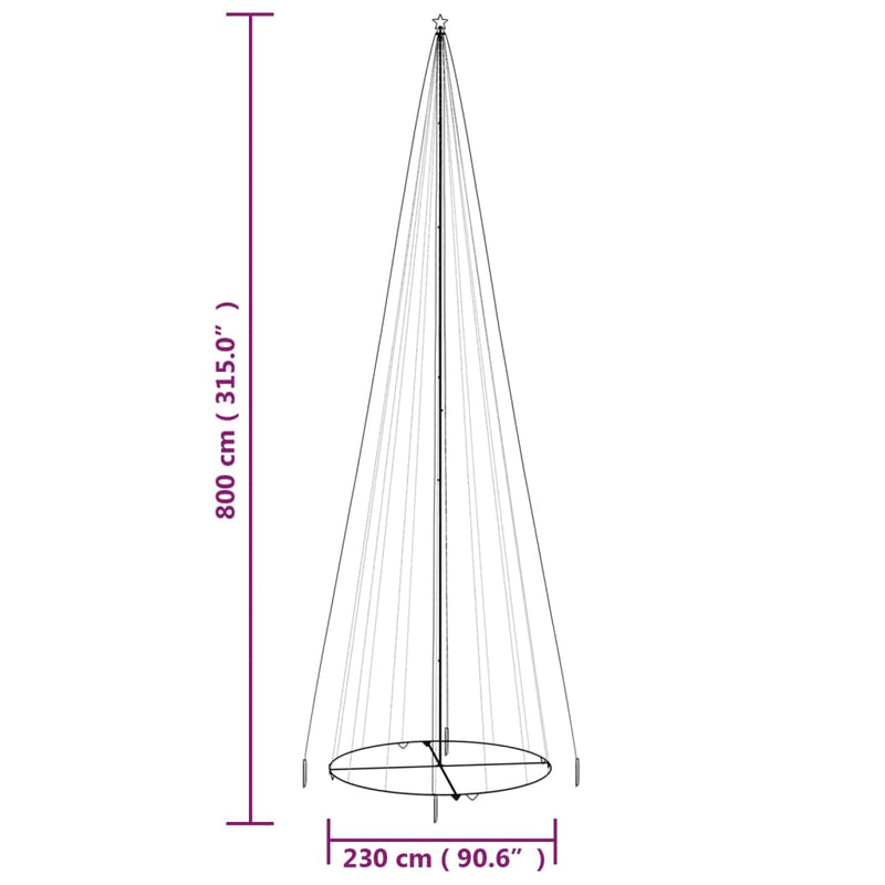 vidaXL kúp alakú karácsonyfa 1134 kék LED-del 230 x 800 cm