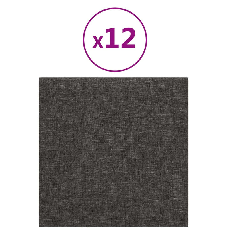 vidaXL 12 db sötétszürke szövet fali panel 30 x 30 cm 1,08 m²