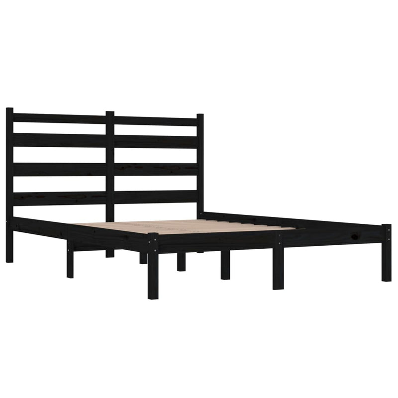 vidaXL fekete tömör fenyőfa ágykeret 140 x 190 cm