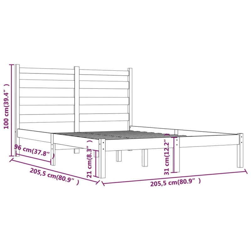 vidaXL tömör fenyőfa ágykeret 200 x 200 cm