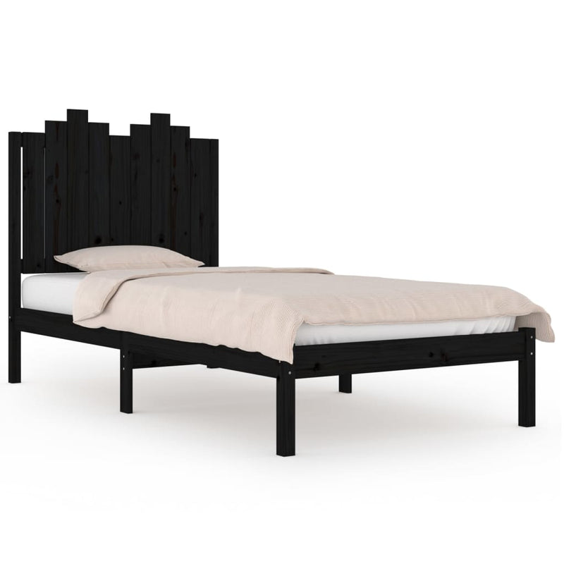 vidaXL fekete tömör fenyőfa ágykeret 100 x 200 cm
