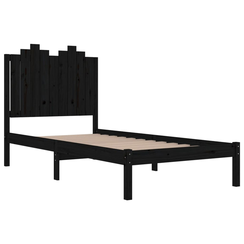 vidaXL fekete tömör fenyőfa ágykeret 100 x 200 cm