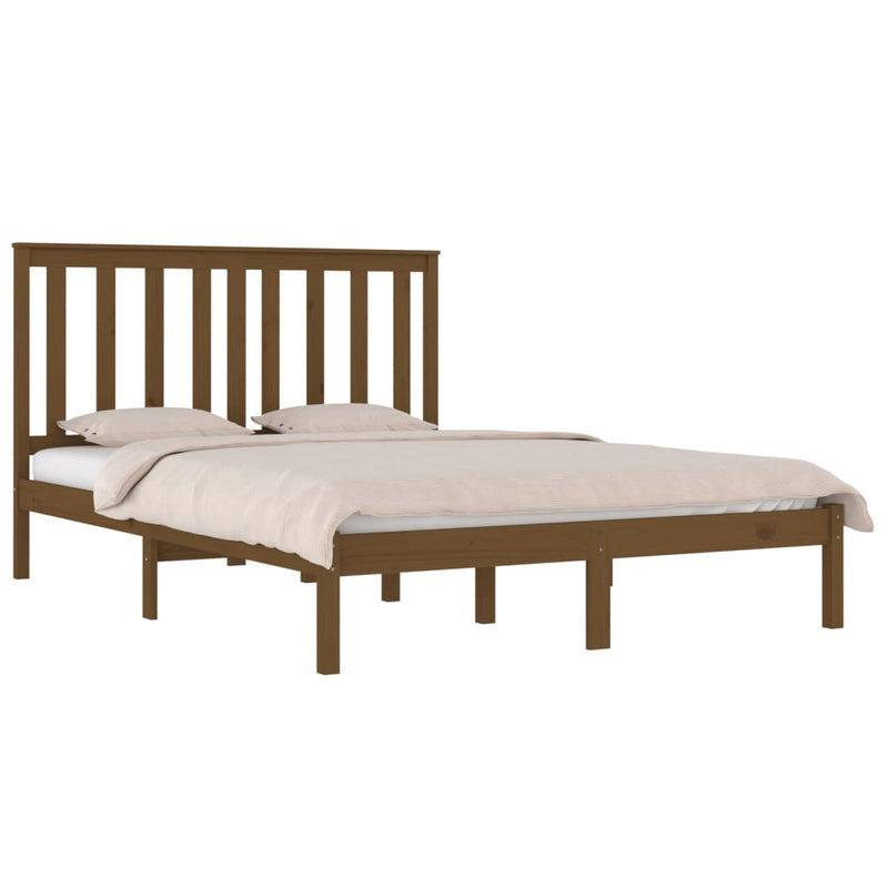 vidaXL mézbarna tömör fenyőfa ágykeret 200x200 cm