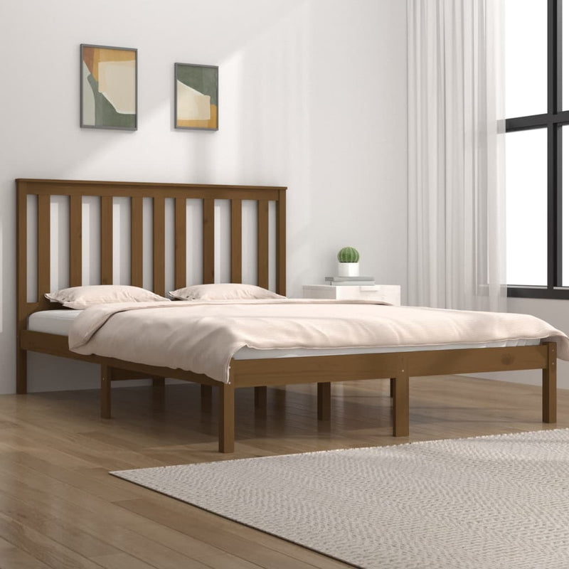 vidaXL mézbarna tömör fenyőfa ágykeret 200x200 cm