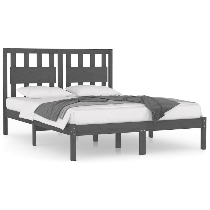 vidaXL szürke tömör fenyőfa ágykeret 200x200 cm