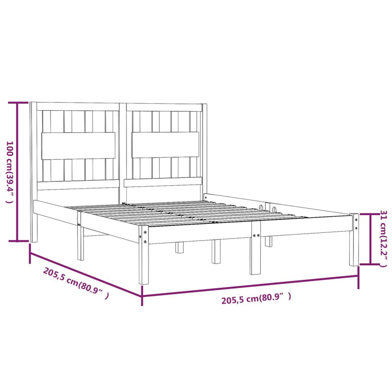 vidaXL mézbarna tömör fenyőfa ágykeret 200x200 cm