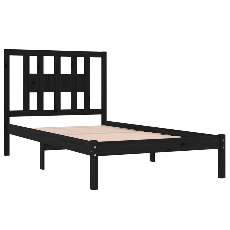vidaXL fekete tömör fenyőfa ágykeret 100 x 200 cm