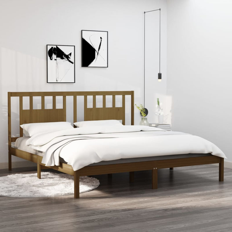 vidaXL mézbarna tömör fenyőfa ágykeret 200x200 cm