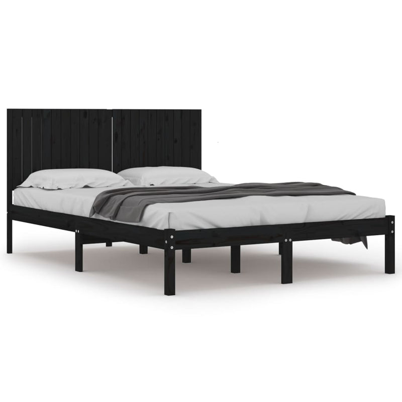 vidaXL fekete tömör fenyőfa ágykeret 200 x 200 cm