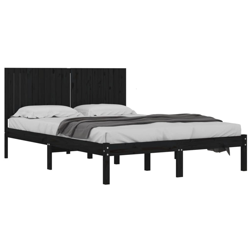 vidaXL fekete tömör fenyőfa ágykeret 200 x 200 cm