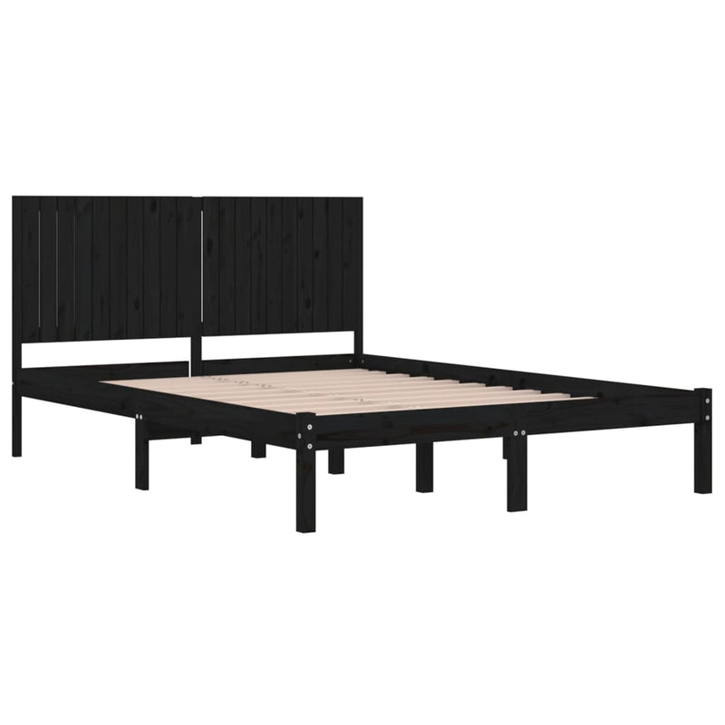 vidaXL fekete tömör fenyőfa ágykeret 200 x 200 cm