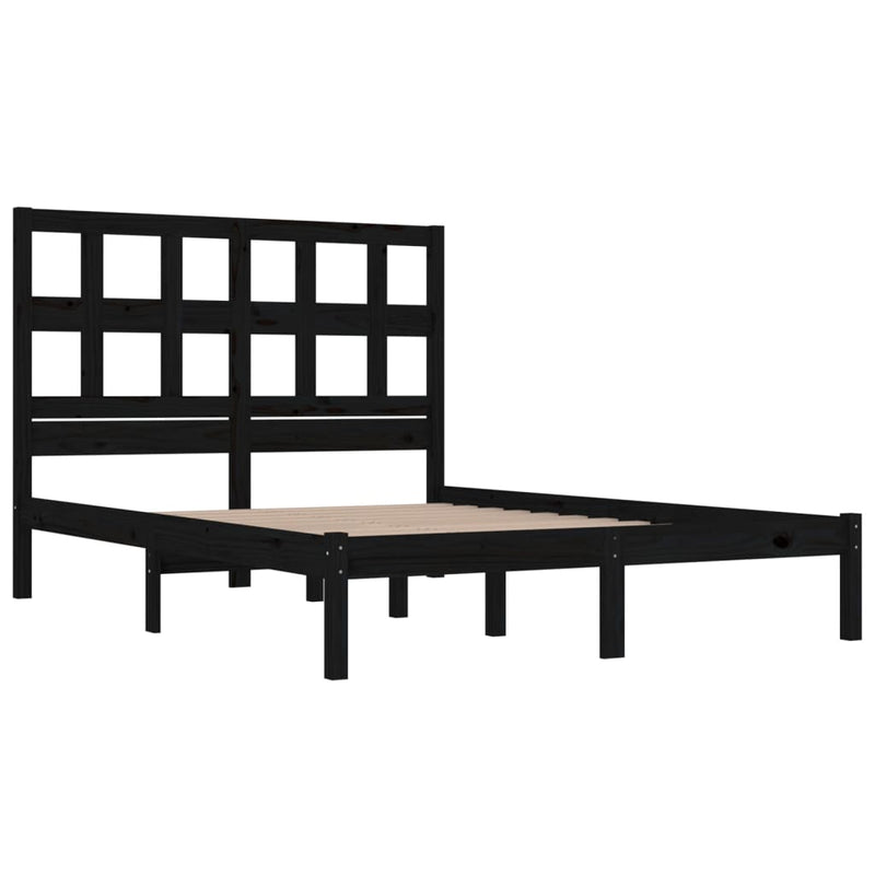 vidaXL fekete tömör fenyőfa ágykeret 140x190 cm