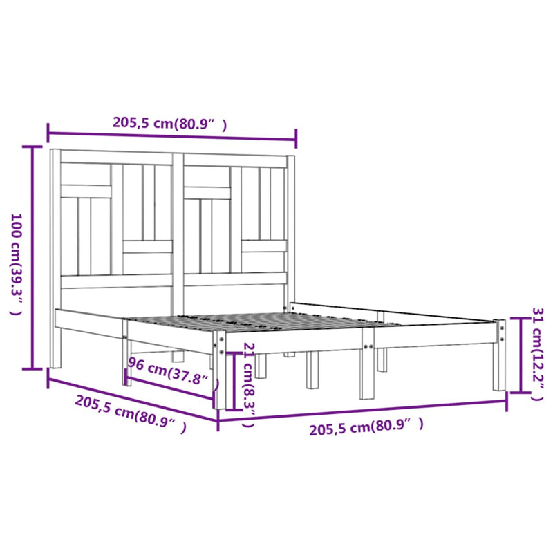 vidaXL fehér tömör fenyőfa ágy matrac nélkül 200 x 200 cm