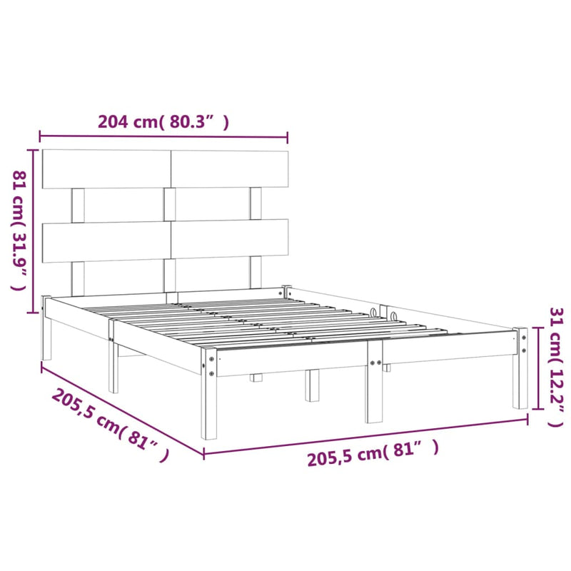 vidaXL szürke tömör fa ágykeret 200 x 200 cm