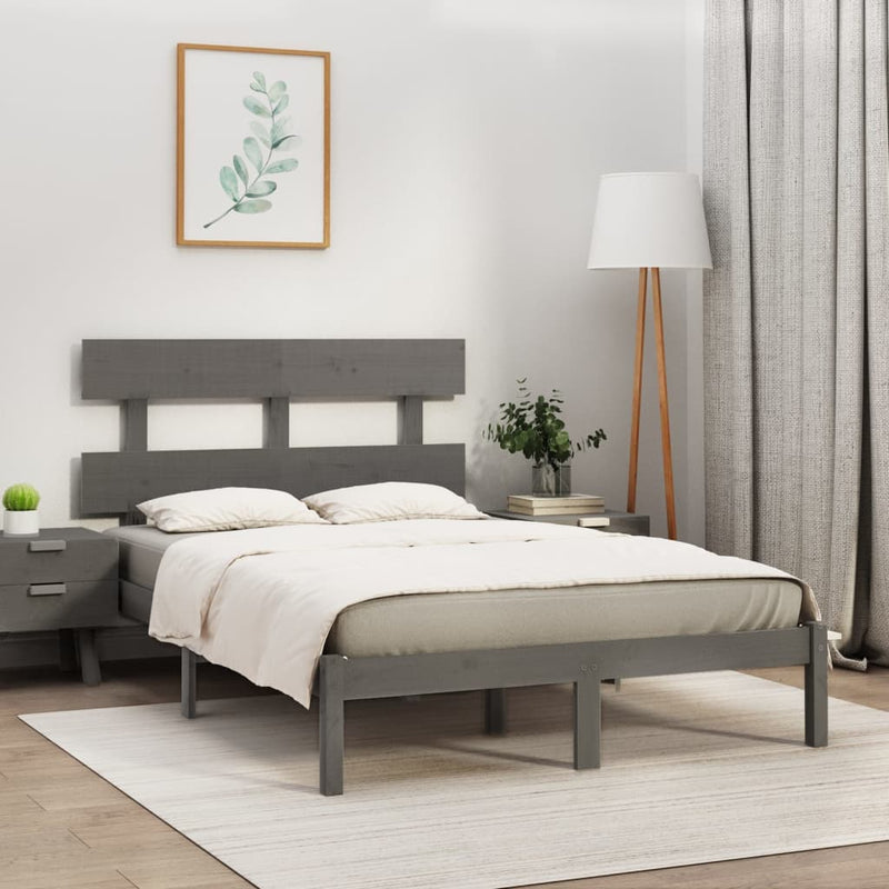 vidaXL szürke tömör fa ágykeret 200 x 200 cm
