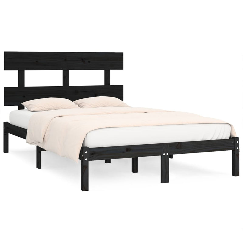 vidaXL fekete tömör fa ágykeret 200 x 200 cm