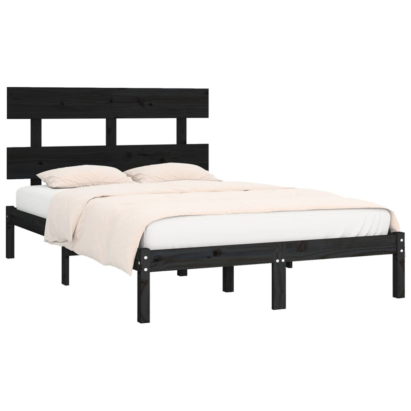 vidaXL fekete tömör fa ágykeret 200 x 200 cm