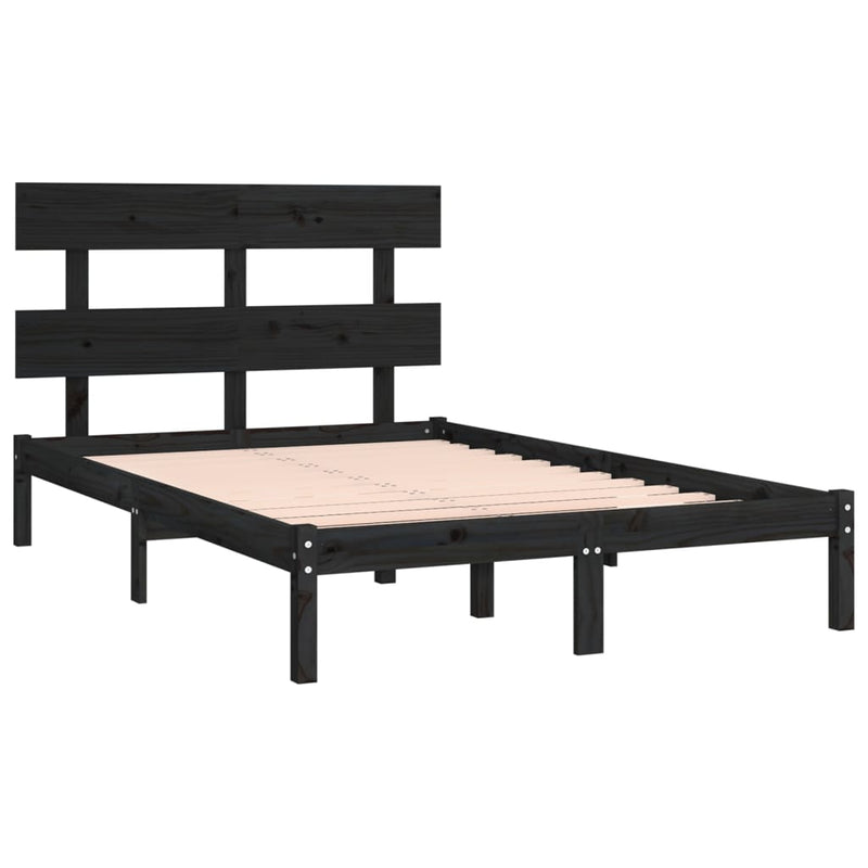 vidaXL fekete tömör fa ágykeret 200 x 200 cm