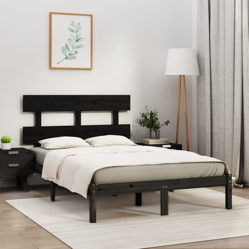 vidaXL fekete tömör fa ágykeret 200 x 200 cm