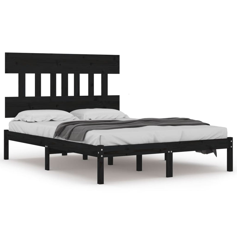 vidaXL fekete tömör fa ágykeret 200x200 cm