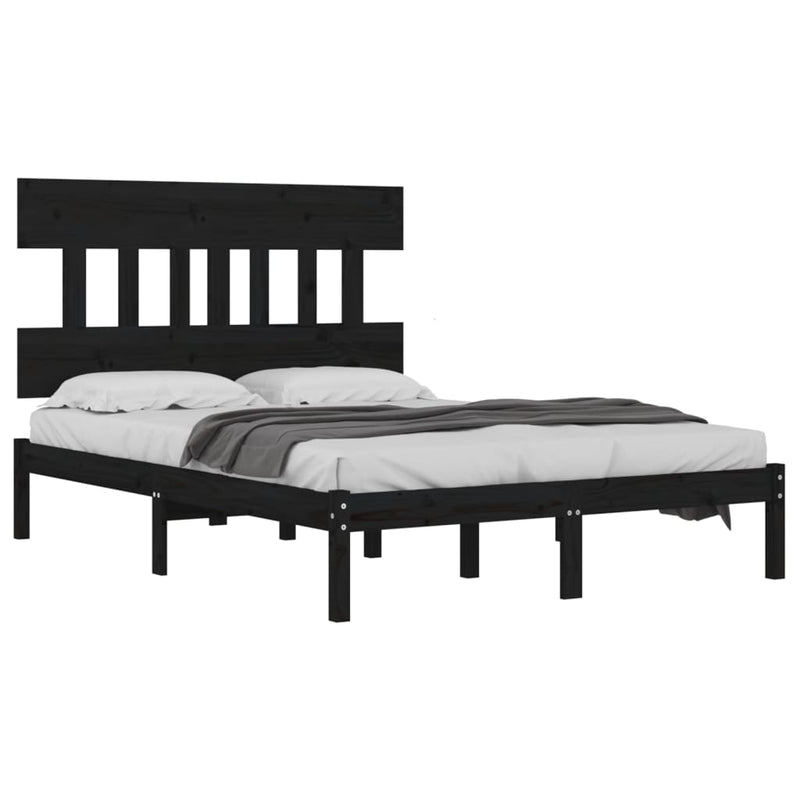 vidaXL fekete tömör fa ágykeret 200x200 cm