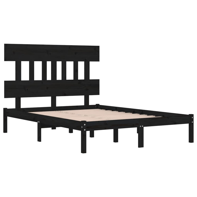 vidaXL fekete tömör fa ágykeret 200x200 cm