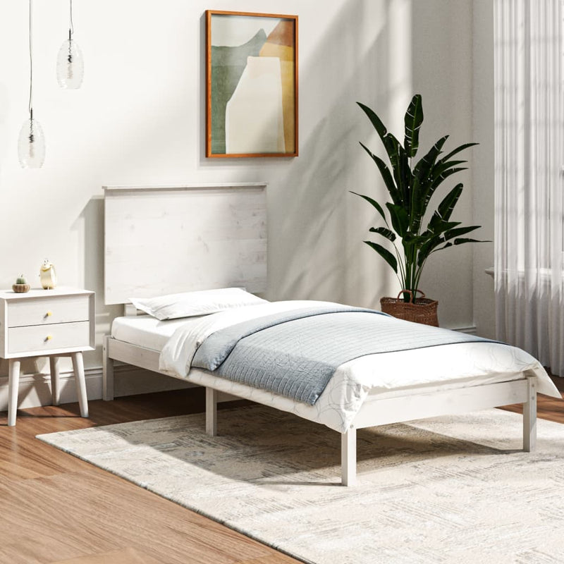 vidaXL fehér tömör fenyőfa ágy matrac nélkül 90 x 200 cm