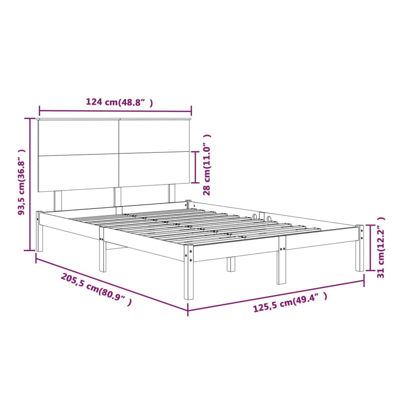 vidaXL tömör fenyőfa ágykeret ágy matrac nélkül 120 x 200 cm