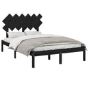vidaXL fekete tömör fa ágykeret 135 x 190 cm (Double)